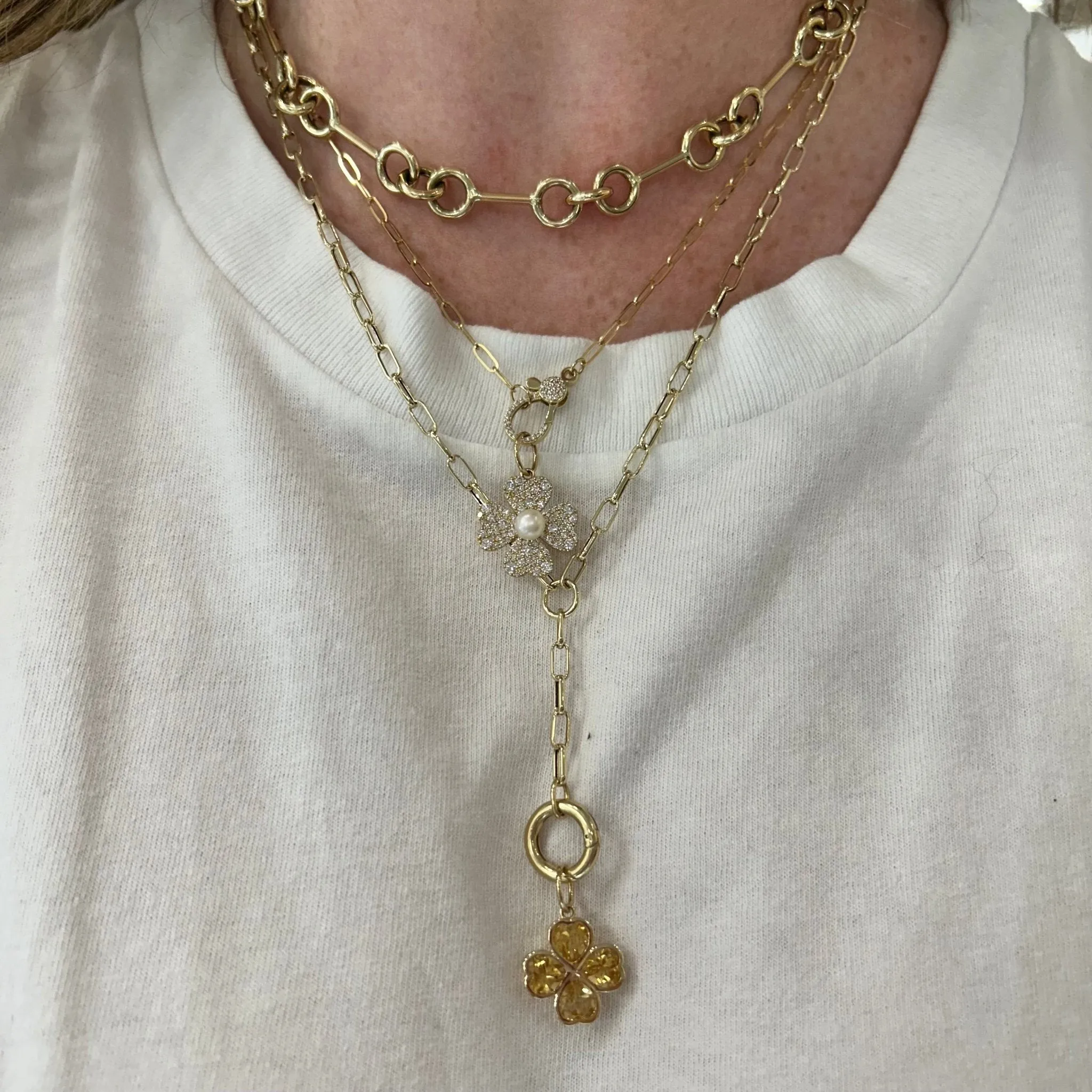 Gold Bar Triple Round Chain Necklace sold by LINDSEY LEIGH JEWELRY product image thumbnail 5