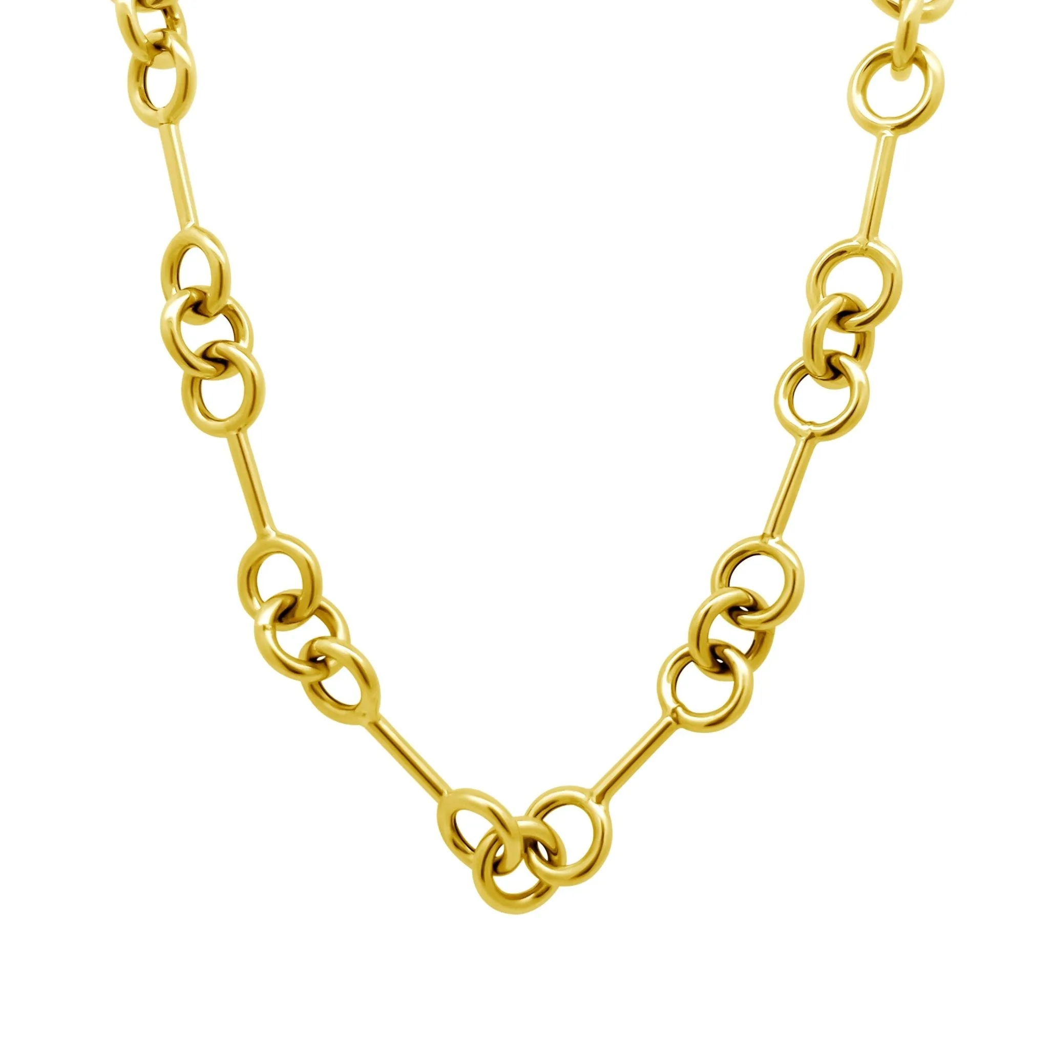 Gold Bar Triple Round Chain Necklace sold by LINDSEY LEIGH JEWELRY