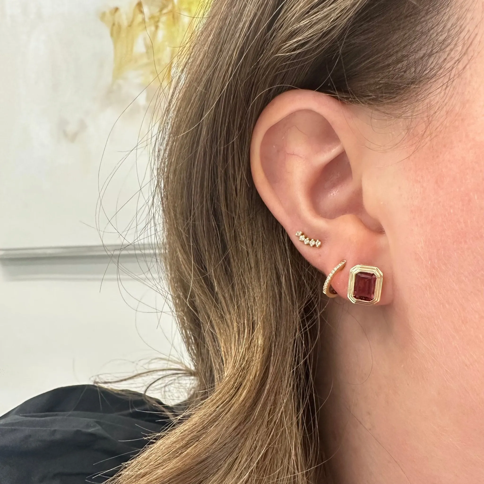 Triple Bezel Gemstone Studs sold by LINDSEY LEIGH JEWELRY product image thumbnail 5