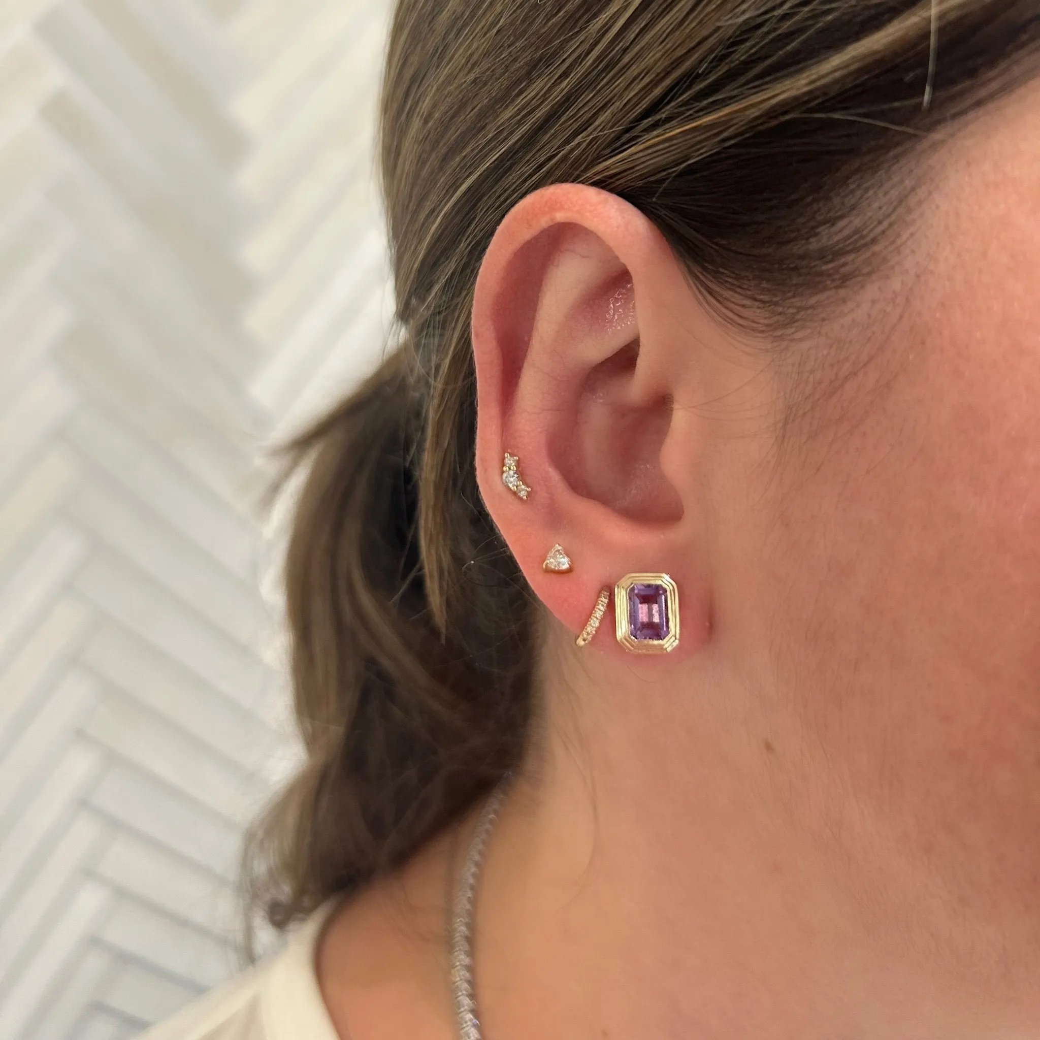 Triple Bezel Gemstone Studs sold by LINDSEY LEIGH JEWELRY product image thumbnail 3