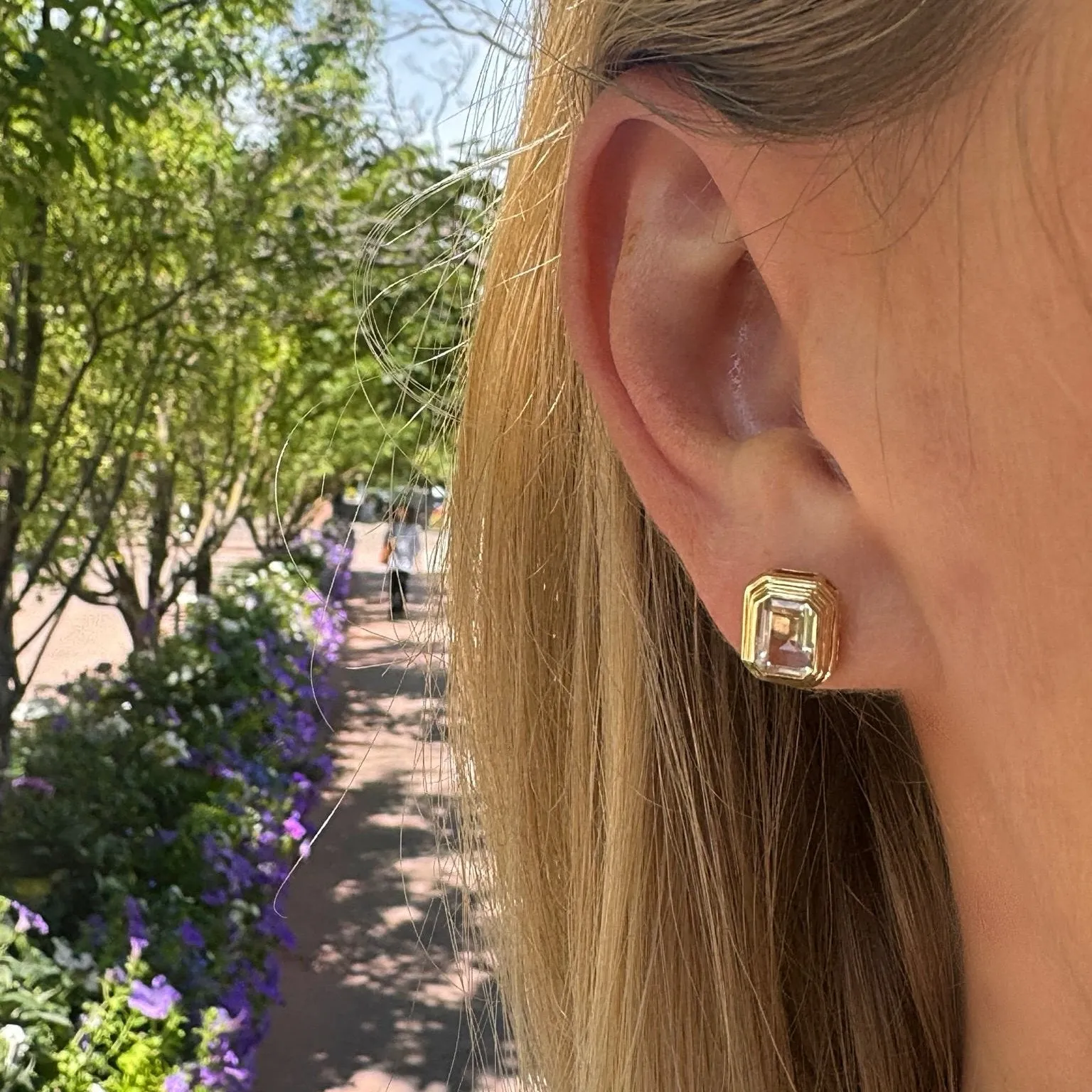 Triple Bezel Gemstone Studs sold by LINDSEY LEIGH JEWELRY product image thumbnail 2