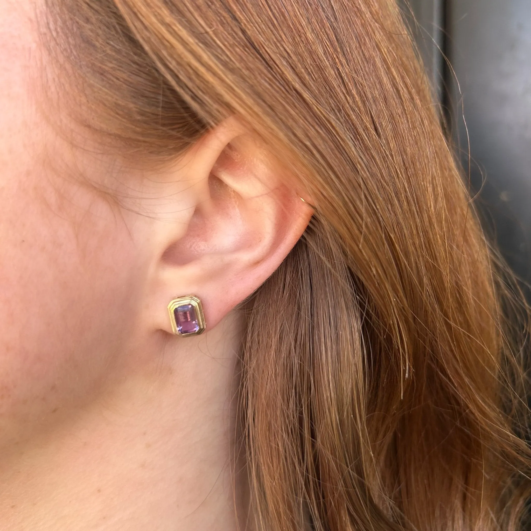 Triple Bezel Gemstone Studs sold by LINDSEY LEIGH JEWELRY product image thumbnail 4