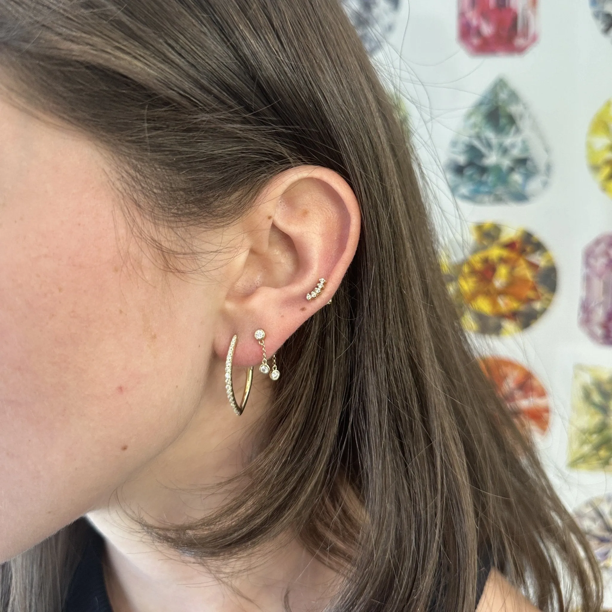 Double Bezel Drop Stud sold by LINDSEY LEIGH JEWELRY product image thumbnail 4