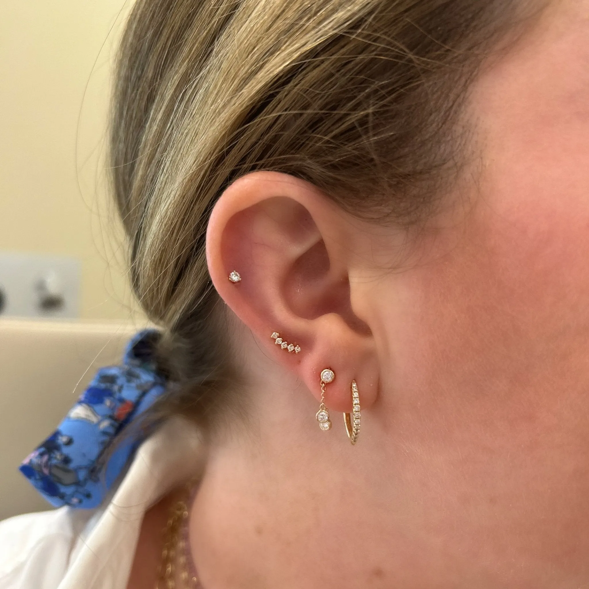 Double Bezel Drop Stud sold by LINDSEY LEIGH JEWELRY product image thumbnail 5