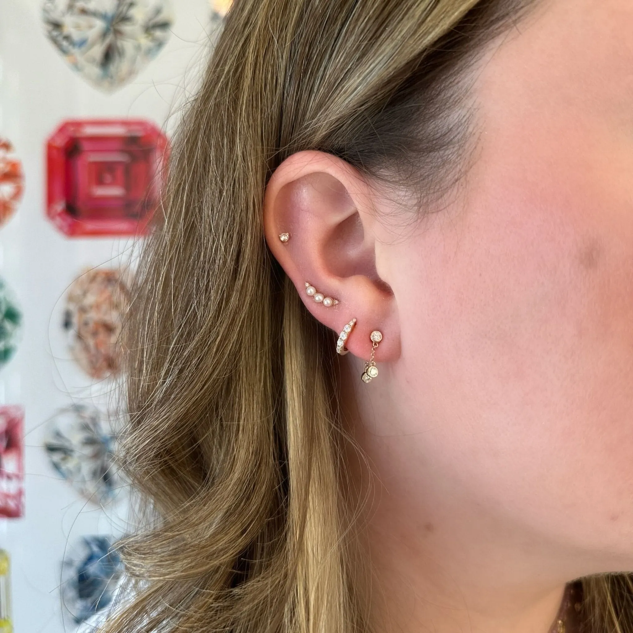 Double Bezel Drop Stud sold by LINDSEY LEIGH JEWELRY product image thumbnail 2