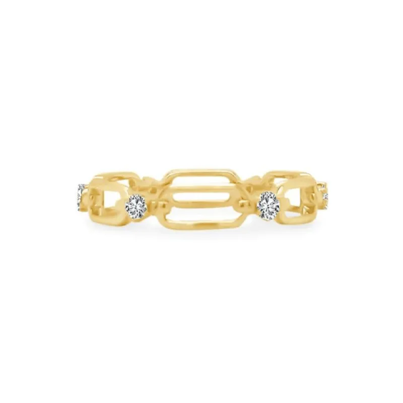 Alternating Diamond & Gold Link Band sold by LINDSEY LEIGH JEWELRY