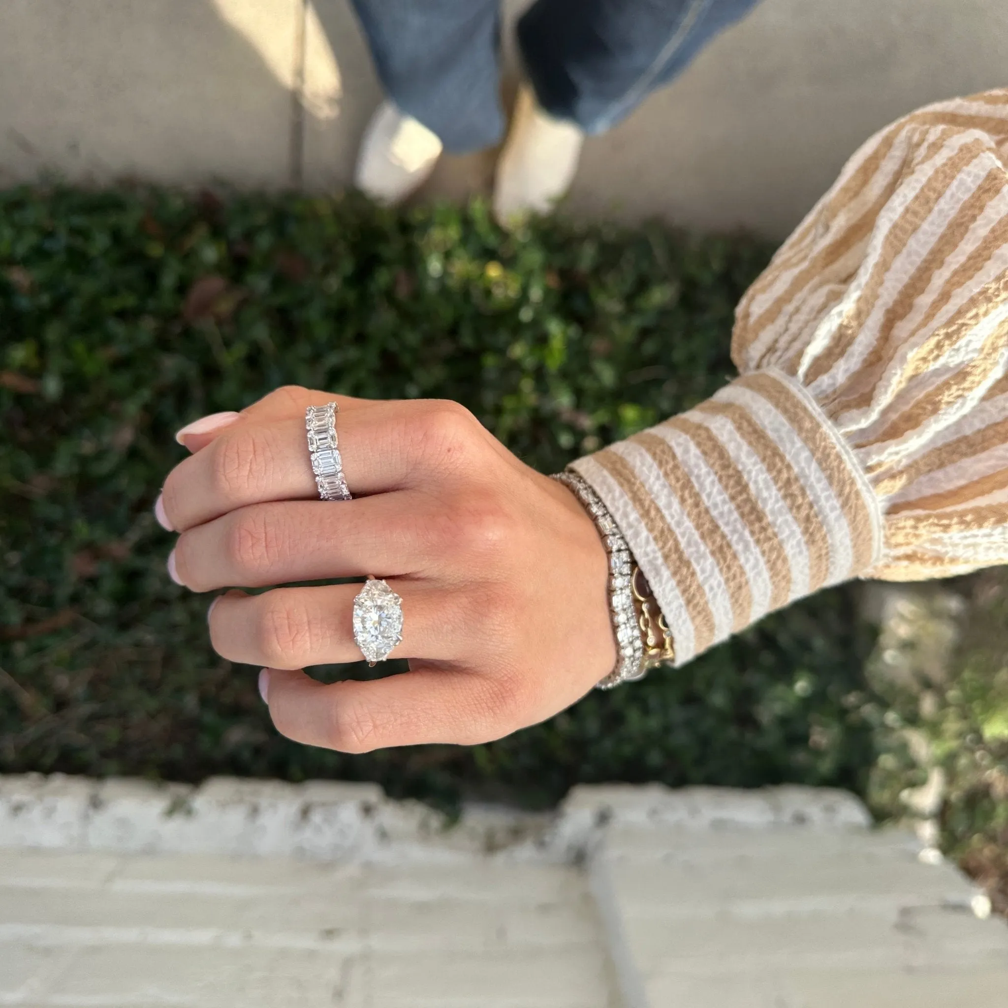 Cushion Cut with Half Moon Cut Side Stones sold by LINDSEY LEIGH JEWELRY product image thumbnail 2