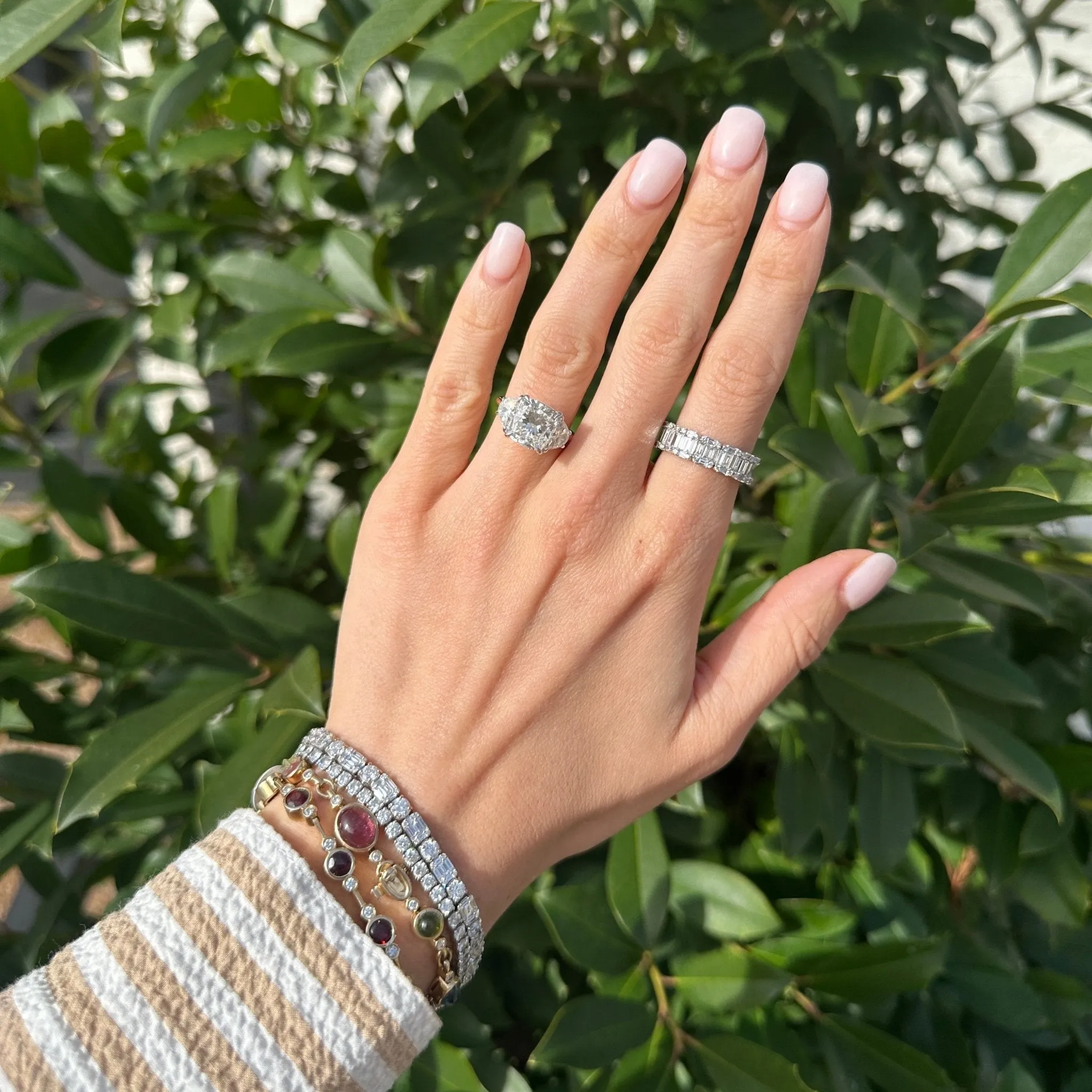 Cushion Cut with Half Moon Cut Side Stones sold by LINDSEY LEIGH JEWELRY product image thumbnail 4