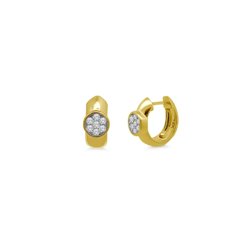Pave Disc Gold Huggies sold by LINDSEY LEIGH JEWELRY