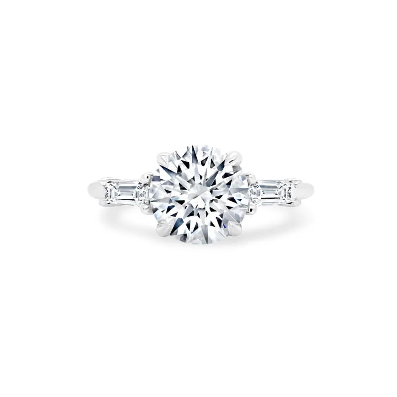 Round with Tapered Baguette Cut Side Stones sold by LINDSEY LEIGH JEWELRY