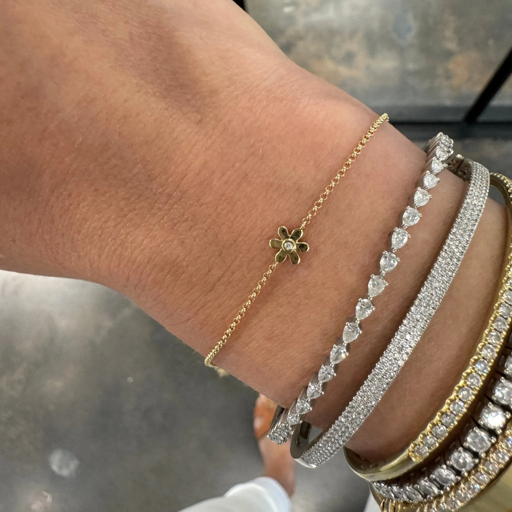 Mini Diamond Flower Bracelet sold by LINDSEY LEIGH JEWELRY product image thumbnail 4