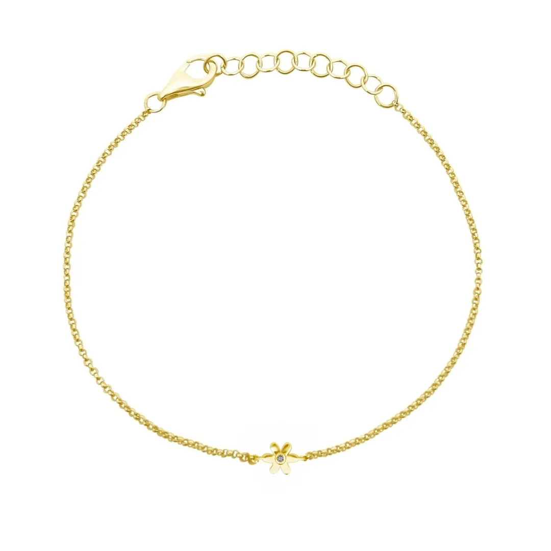 Mini Diamond Flower Bracelet sold by LINDSEY LEIGH JEWELRY