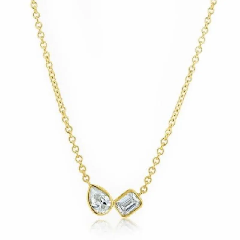 Bezel Set Toi Et Moi Necklace sold by LINDSEY LEIGH JEWELRY