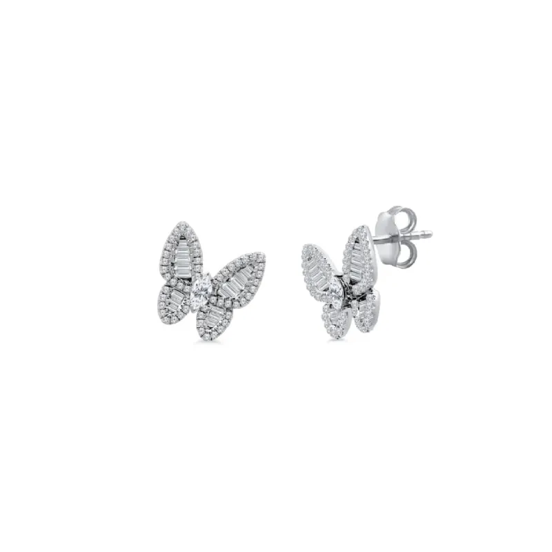 Diamond Mosaic Butterfly Earrings sold by LINDSEY LEIGH JEWELRY