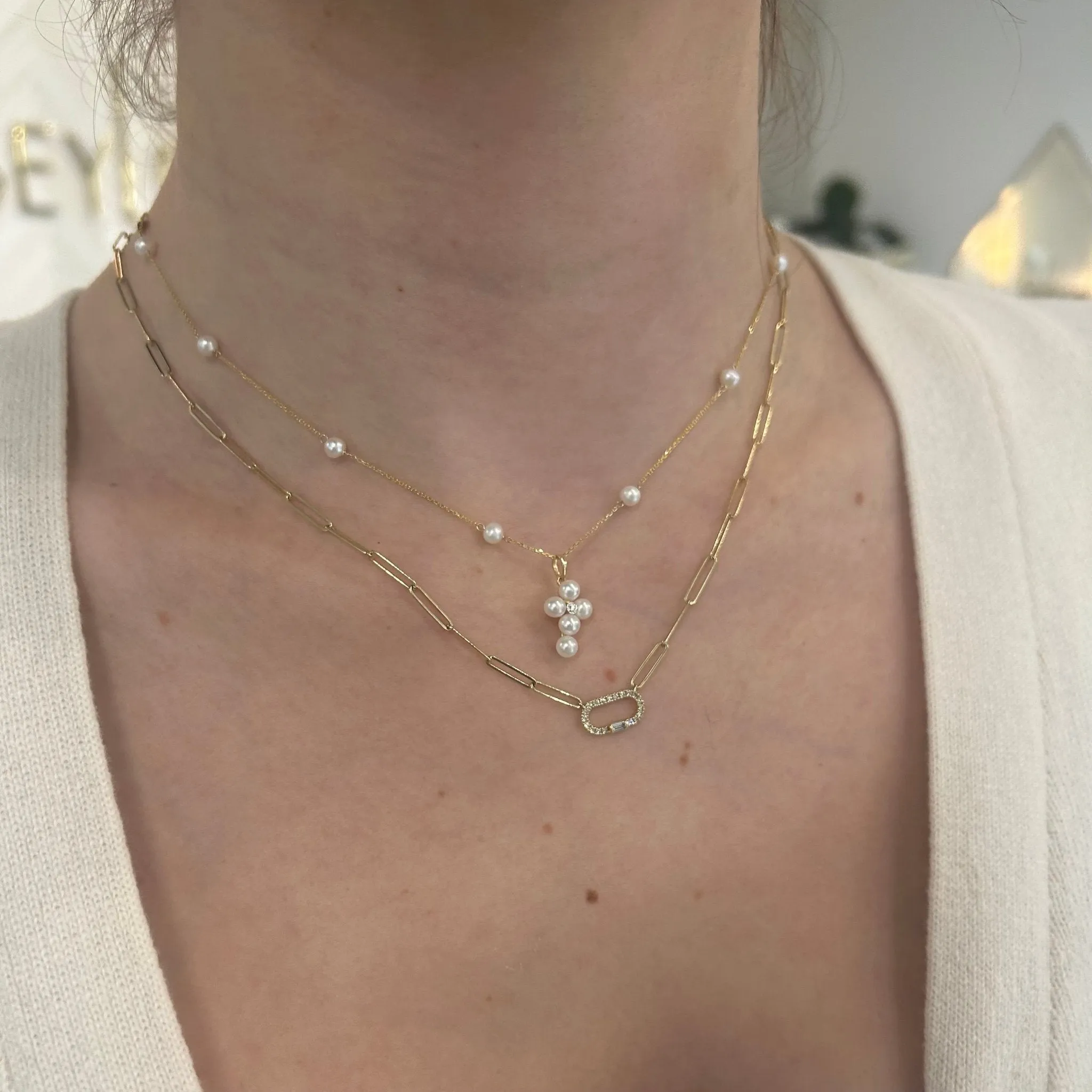 Gold & Diamond Paper Clip Necklace sold by LINDSEY LEIGH JEWELRY product image thumbnail 4