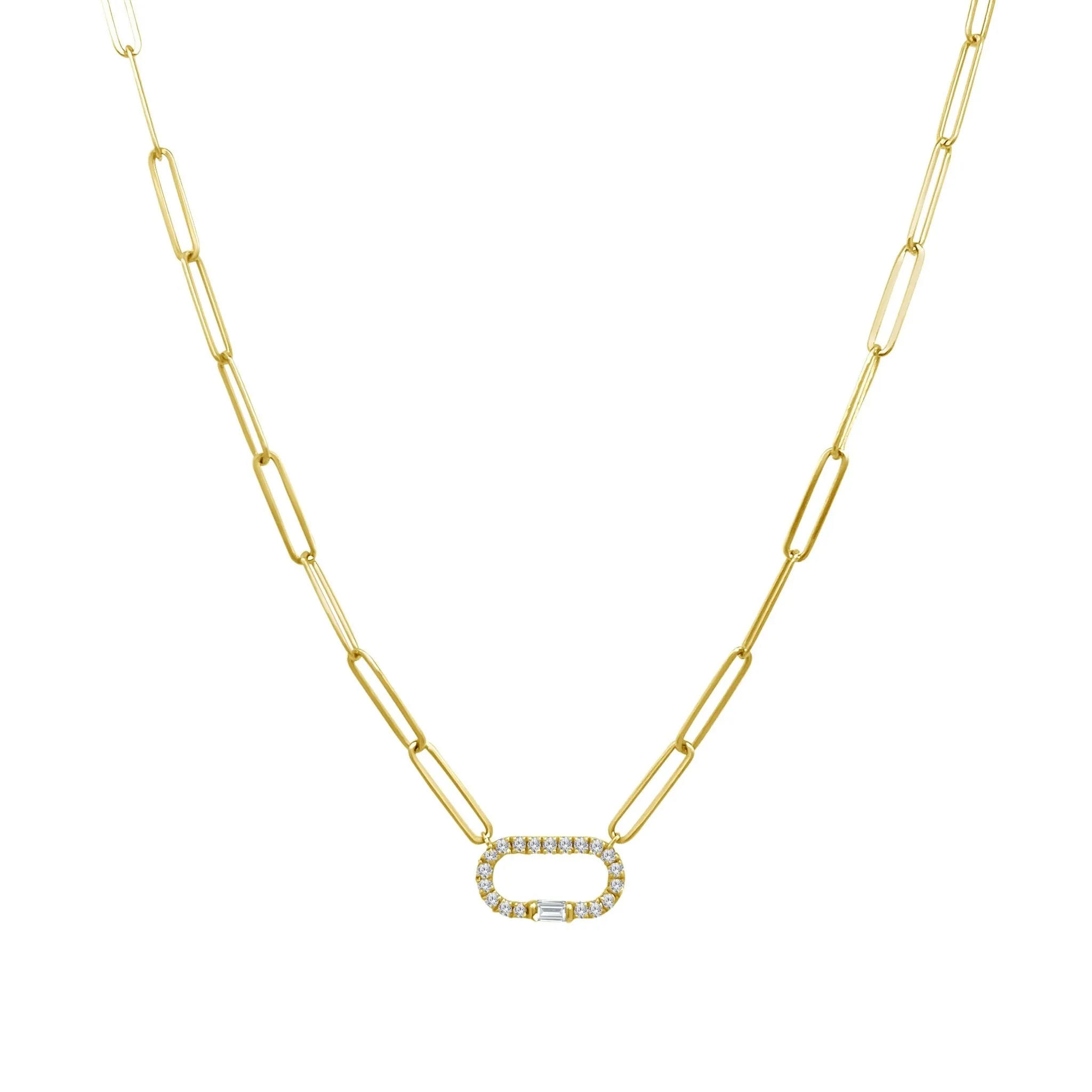 Gold & Diamond Paper Clip Necklace sold by LINDSEY LEIGH JEWELRY