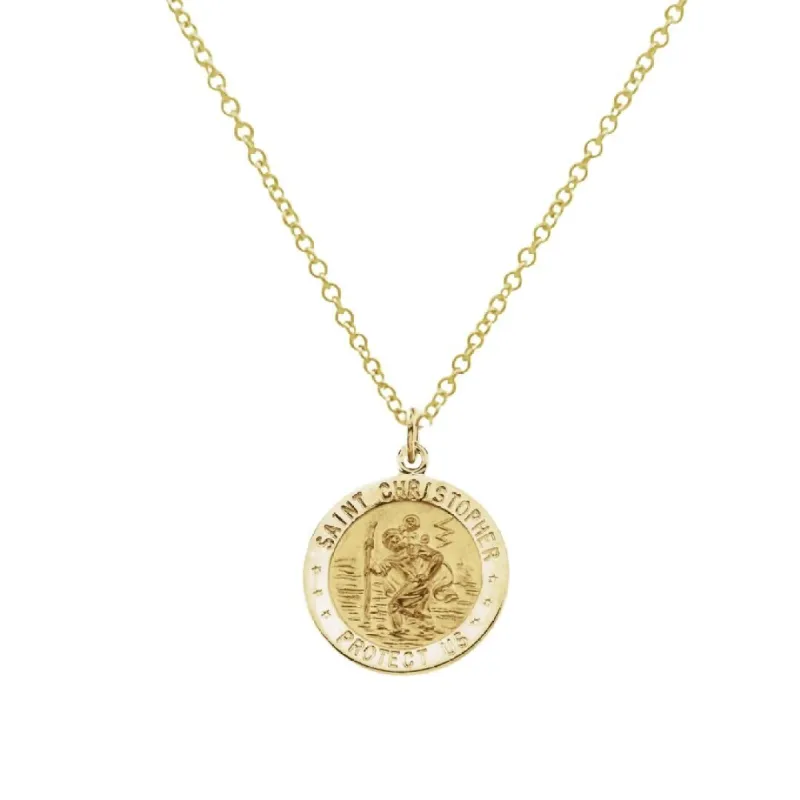 Gold Saint Christopher Medal made by LINDSEY LEIGH JEWELRY