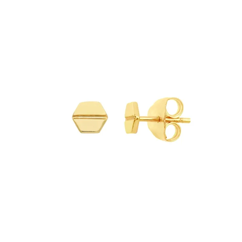Gold Hexagon Screw Stud sold by LINDSEY LEIGH JEWELRY