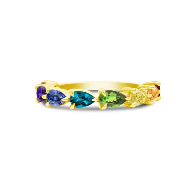 Large Rainbow Chasing Pear Band sold by LINDSEY LEIGH JEWELRY