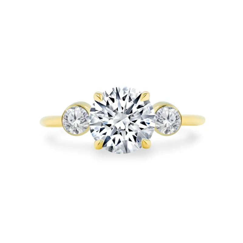 Round with Bezel Set Round Side Stones sold by LINDSEY LEIGH JEWELRY