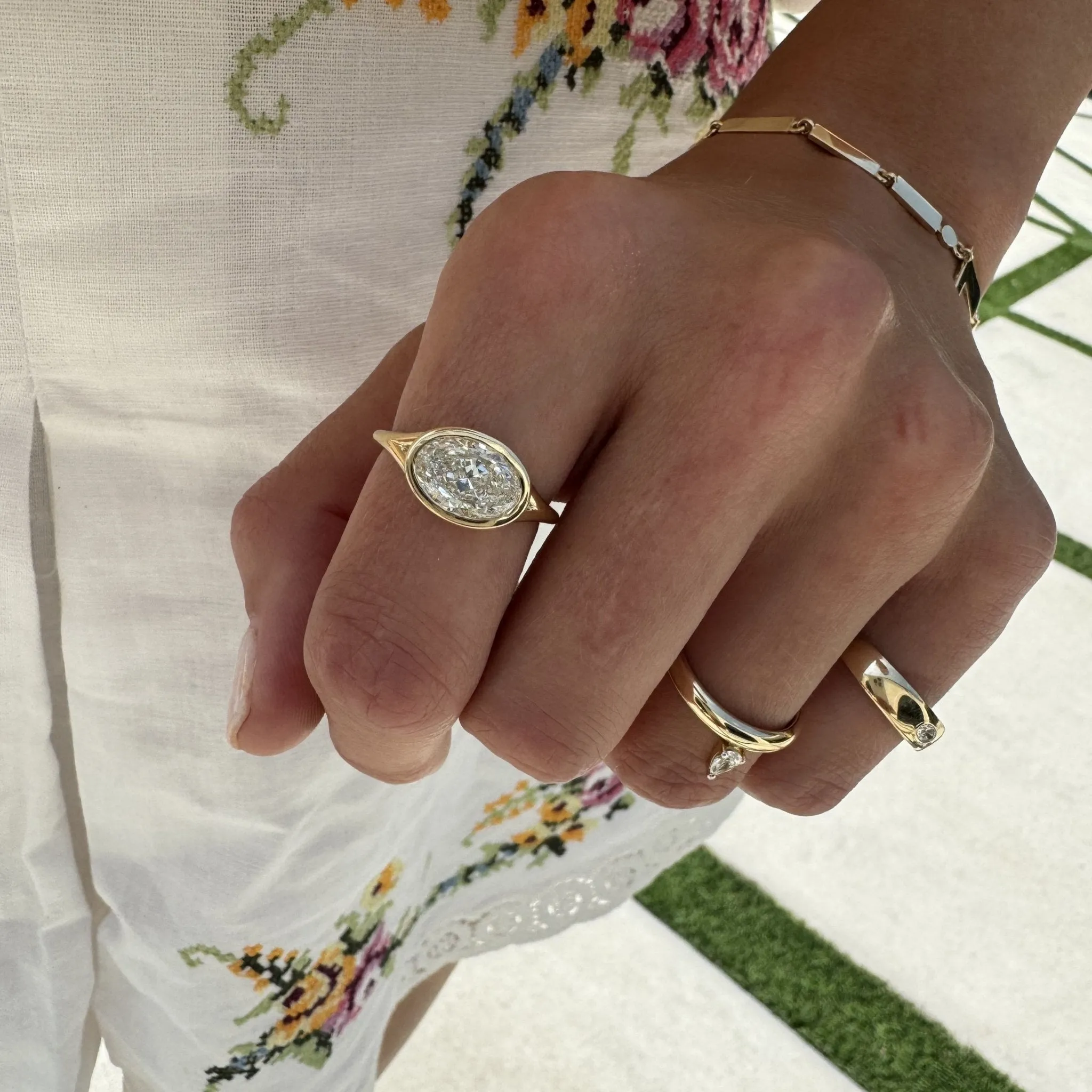 Oval Bezel Ring with Split Shank sold by LINDSEY LEIGH JEWELRY product image thumbnail 2