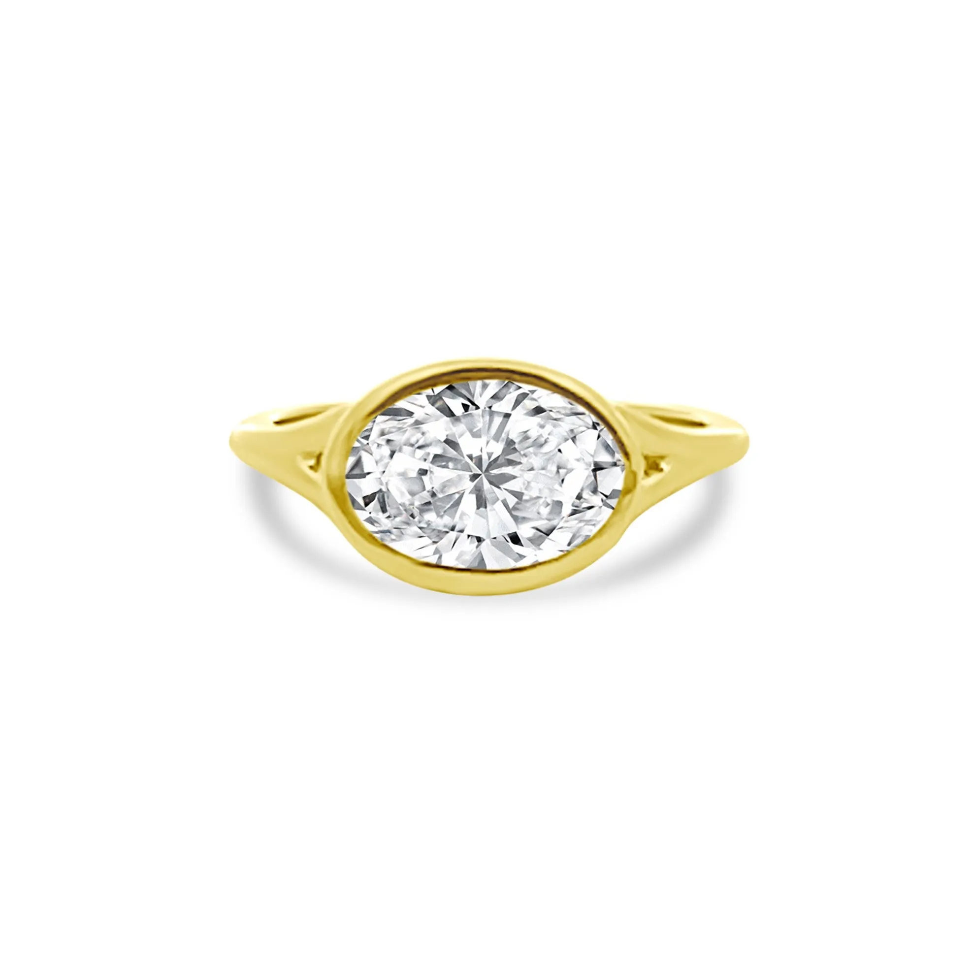 Oval Bezel Ring with Split Shank sold by LINDSEY LEIGH JEWELRY