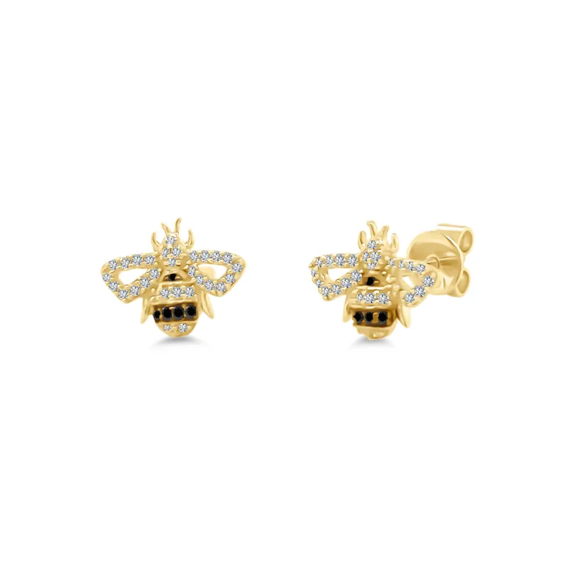 Pave Striped Bumble Bee Studs sold by LINDSEY LEIGH JEWELRY