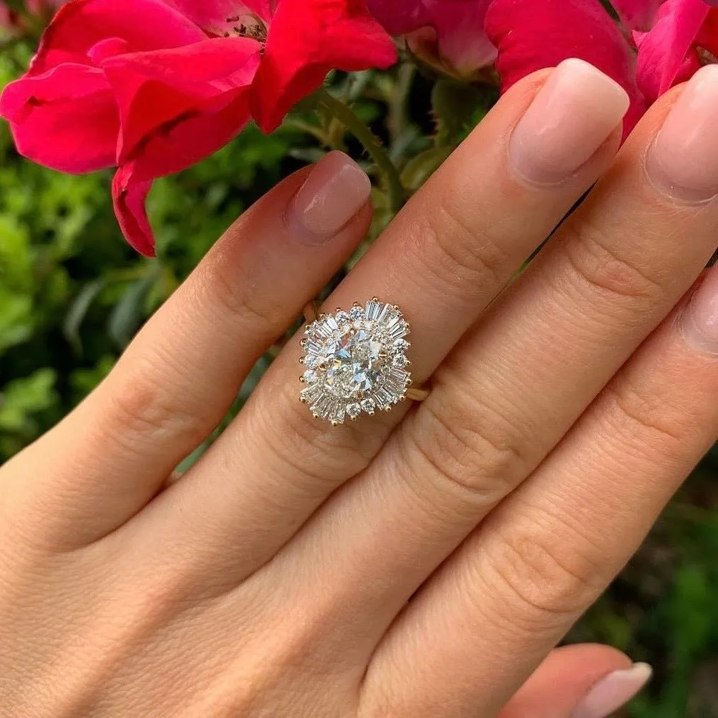 Round Diamond with Sunburst Halo sold by LINDSEY LEIGH JEWELRY product image thumbnail 2