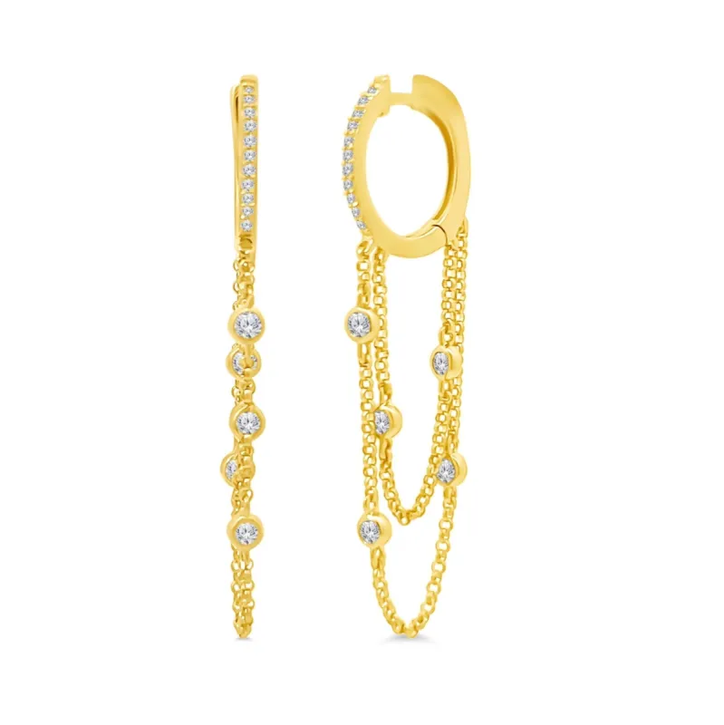 Diamond Bezel Chain Huggies sold by LINDSEY LEIGH JEWELRY