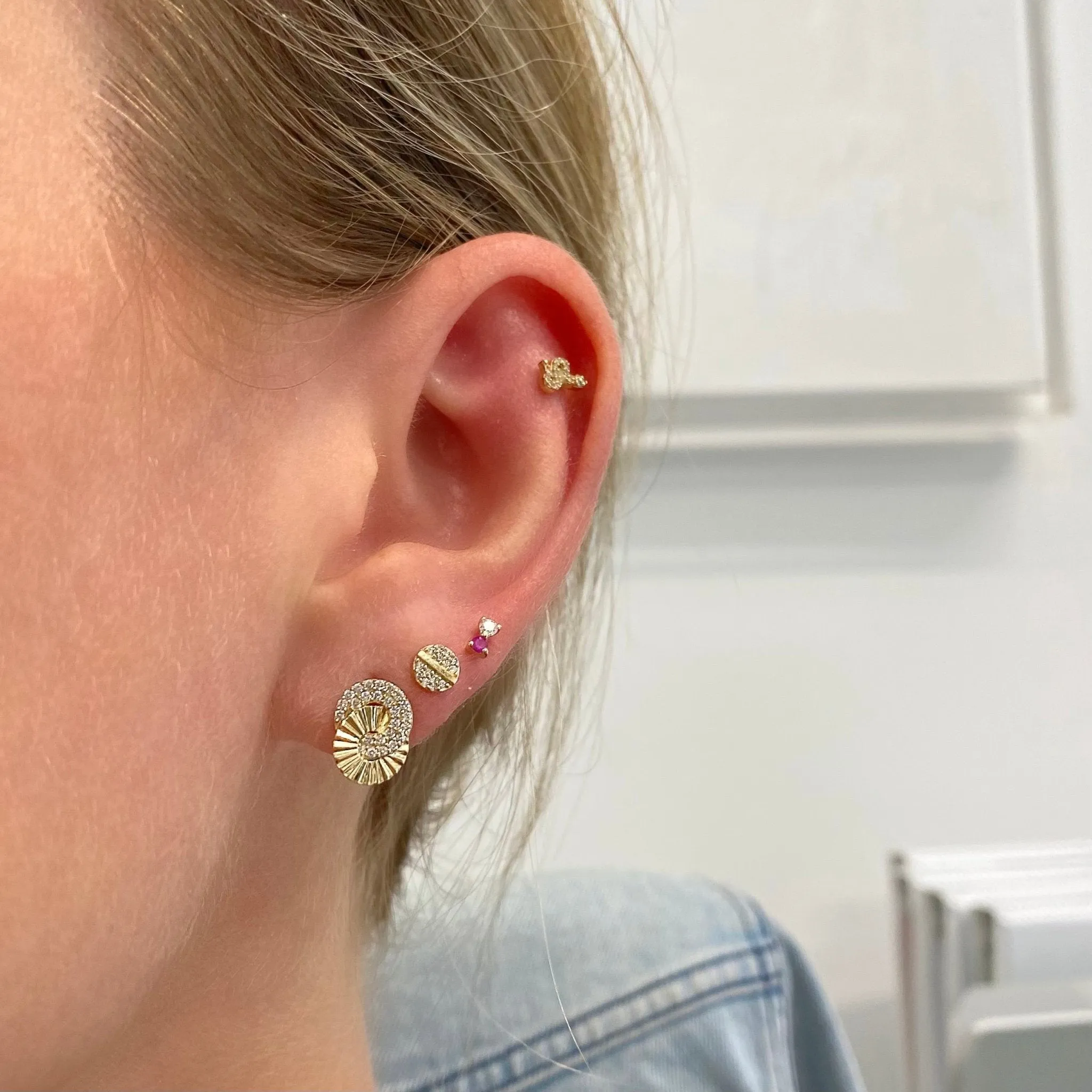 Gemstone & Diamond Duo Stud sold by LINDSEY LEIGH JEWELRY product image thumbnail 4