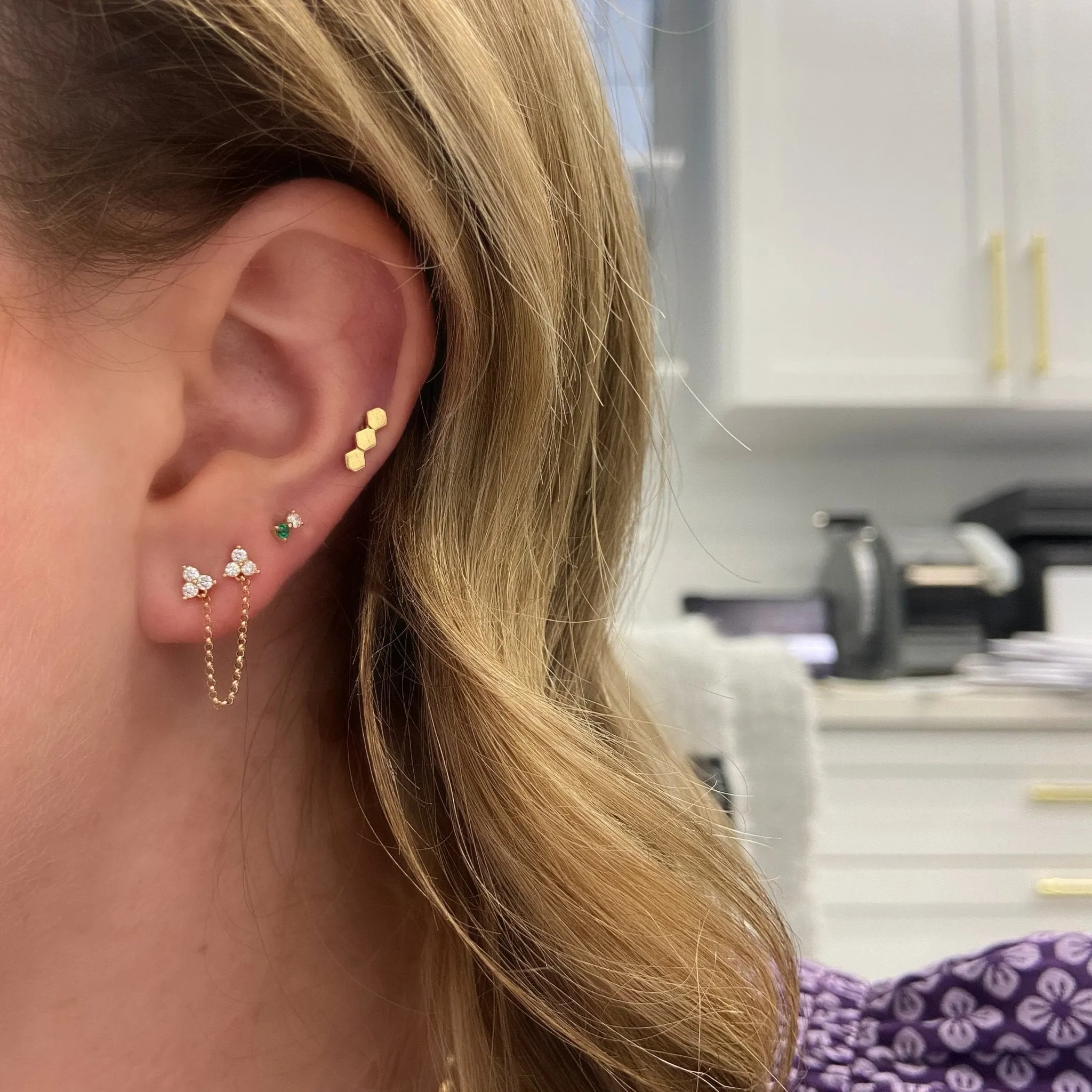 Gemstone & Diamond Duo Stud sold by LINDSEY LEIGH JEWELRY product image thumbnail 5