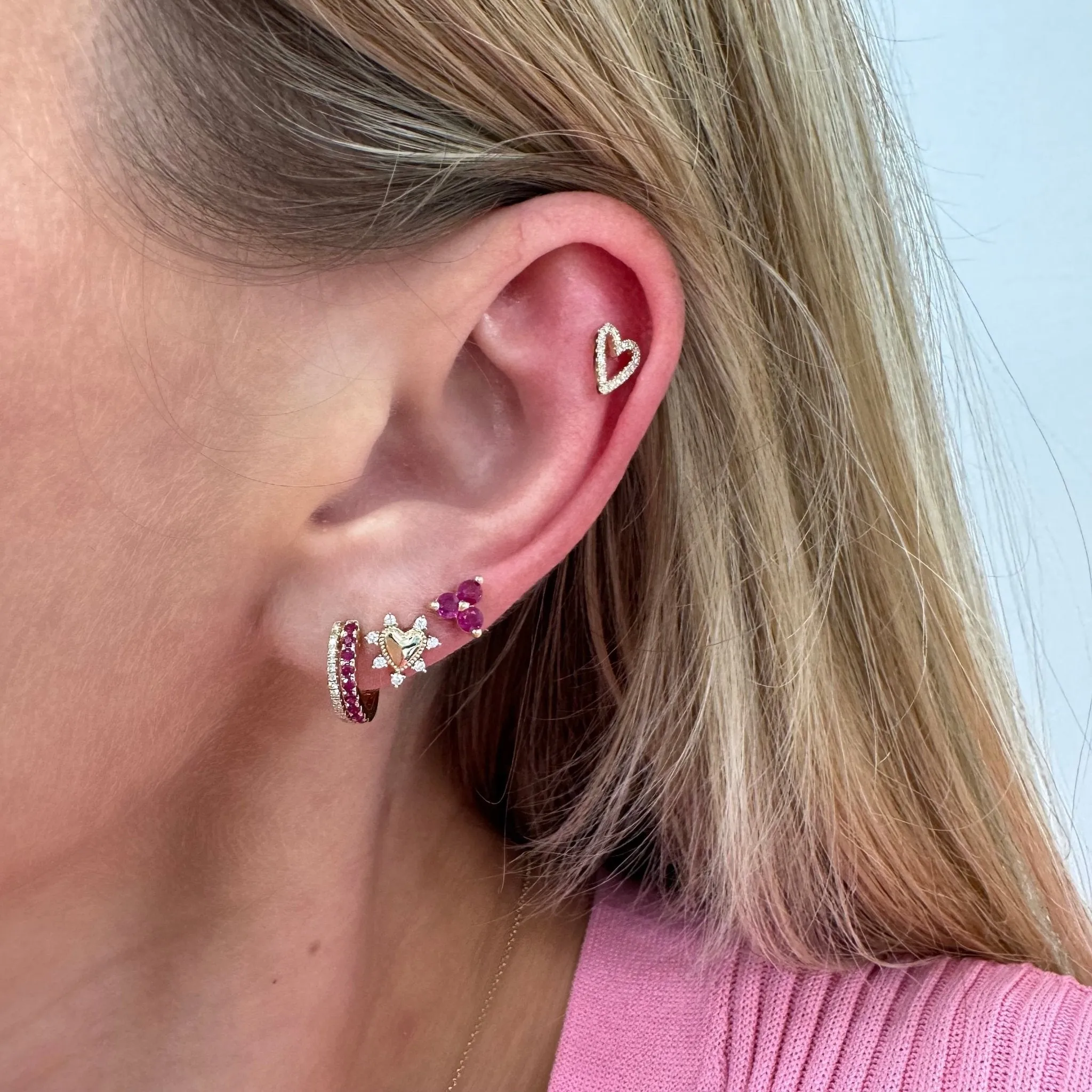 Gold & Diamond Heart Studs sold by LINDSEY LEIGH JEWELRY product image thumbnail 2