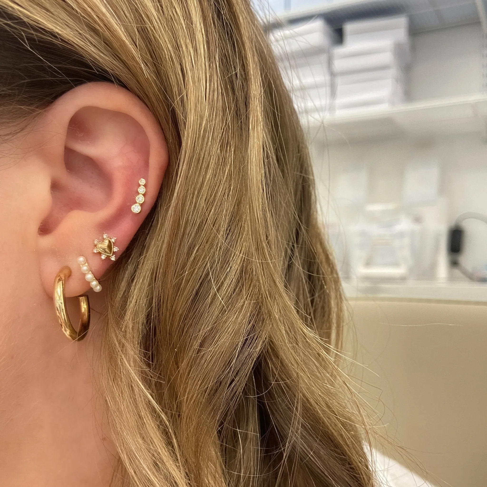 Gold & Diamond Heart Studs sold by LINDSEY LEIGH JEWELRY product image thumbnail 4