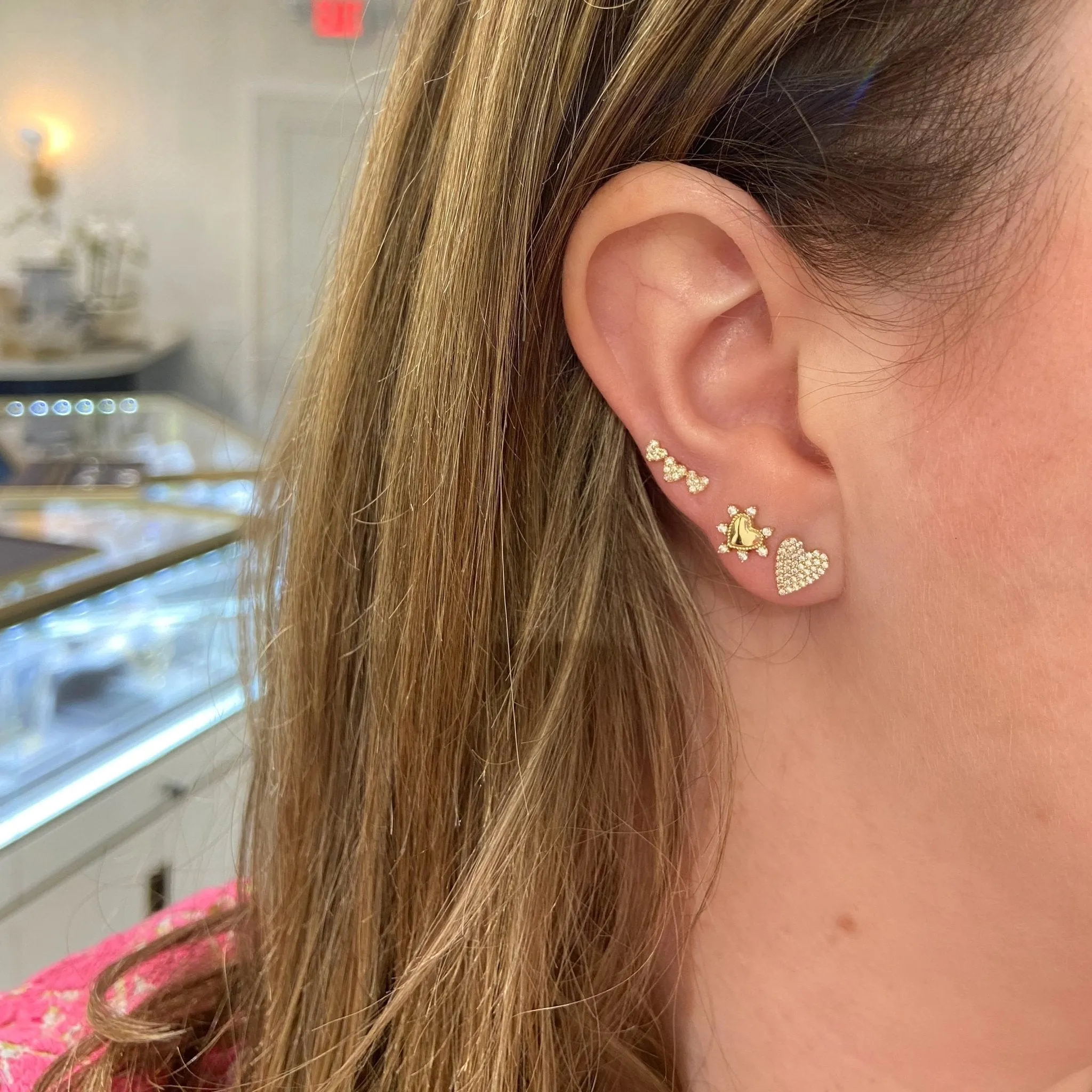 Gold & Diamond Heart Studs sold by LINDSEY LEIGH JEWELRY product image thumbnail 5