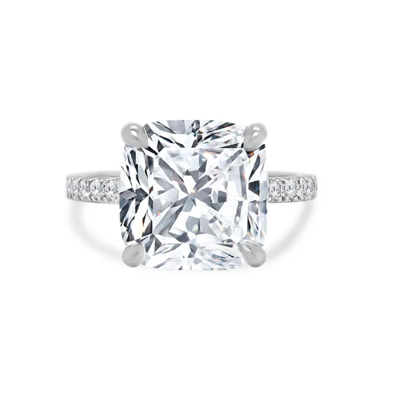Cushion Cut Solitaire on Diamond Band sold by LINDSEY LEIGH JEWELRY