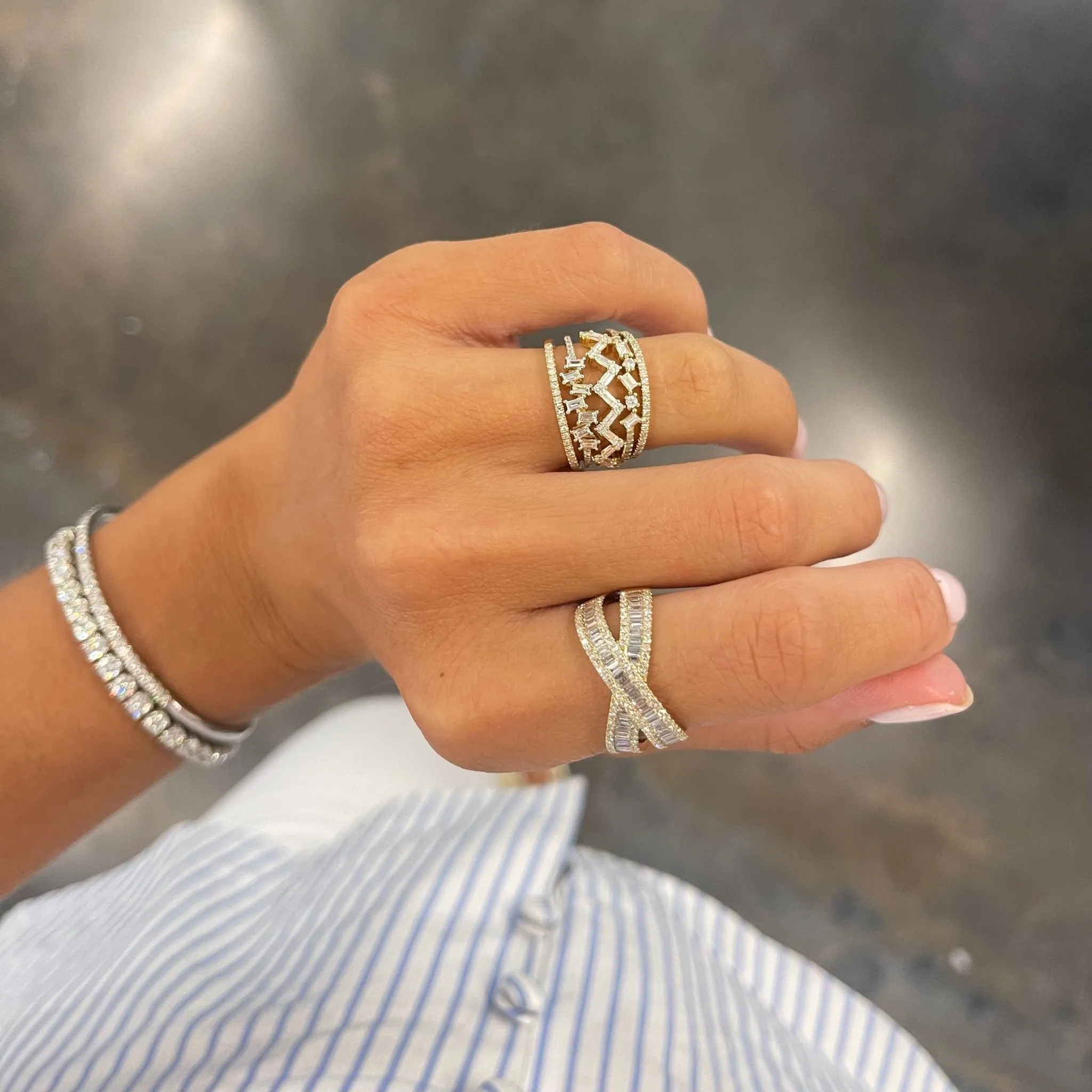 Baguette Chevron Band sold by LINDSEY LEIGH JEWELRY product image thumbnail 5