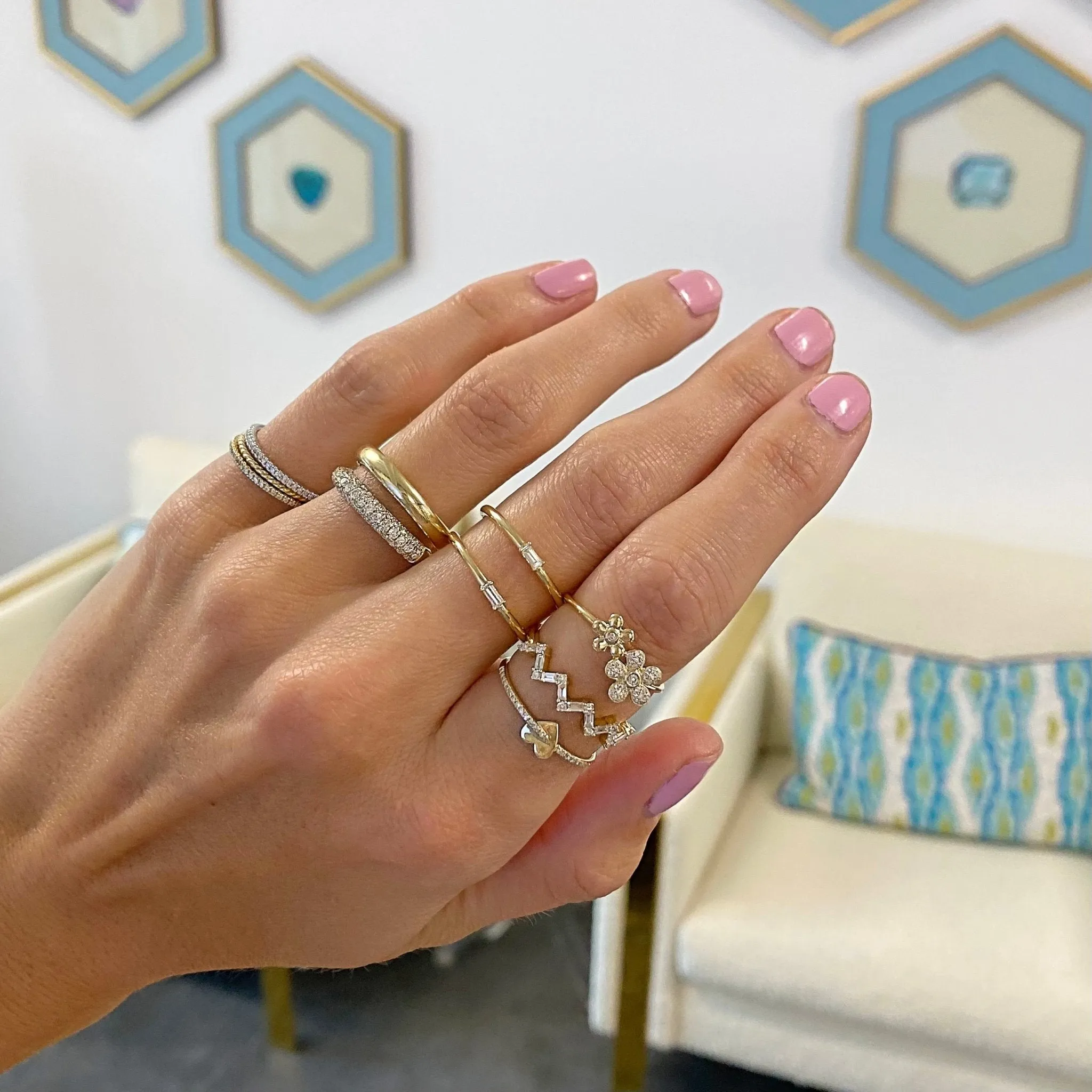 Baguette Chevron Band sold by LINDSEY LEIGH JEWELRY product image thumbnail 2