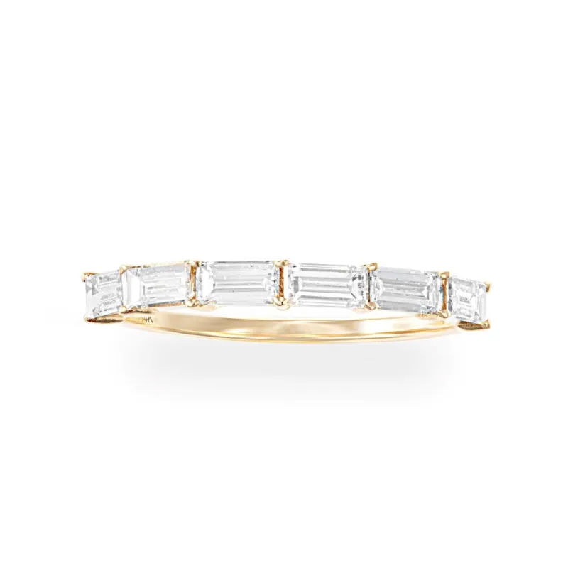 Sample Sale Diamond Baguette Halfway Band sold by LINDSEY LEIGH JEWELRY