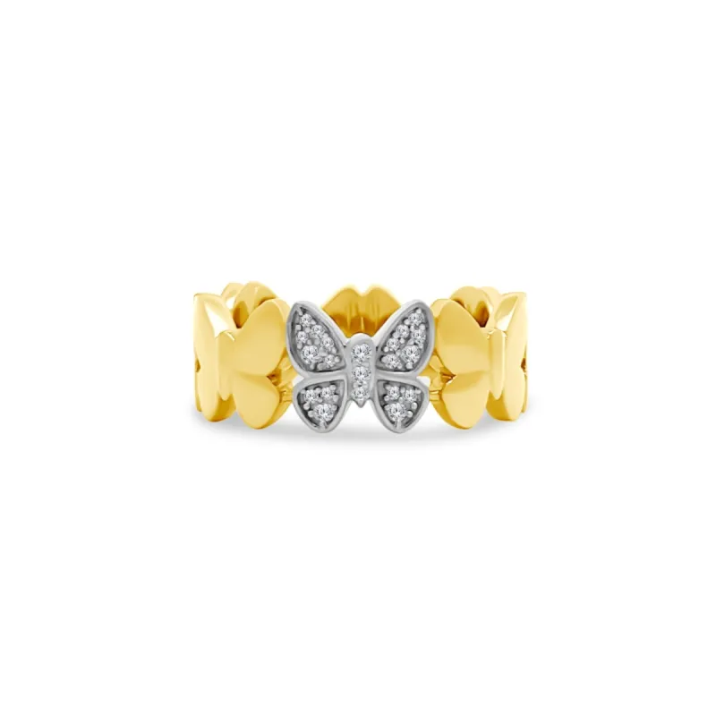 Gold & Diamond Butterfly Ring sold by LINDSEY LEIGH JEWELRY
