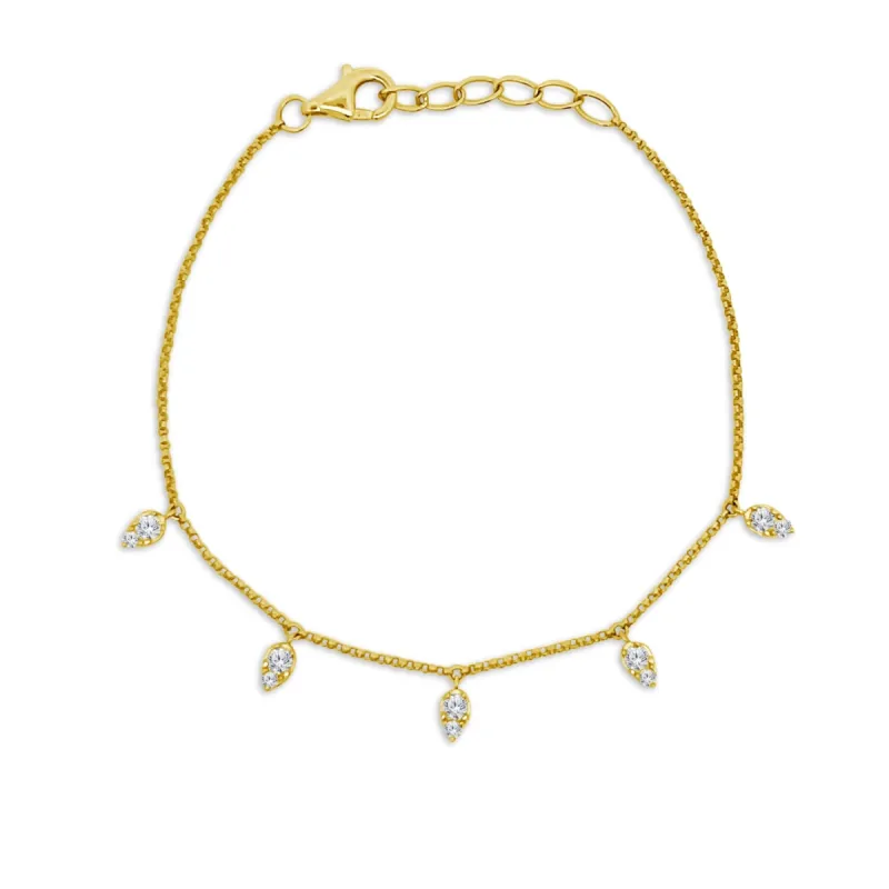 Diamond Pear Illusion Dangle Bracelet sold by LINDSEY LEIGH JEWELRY