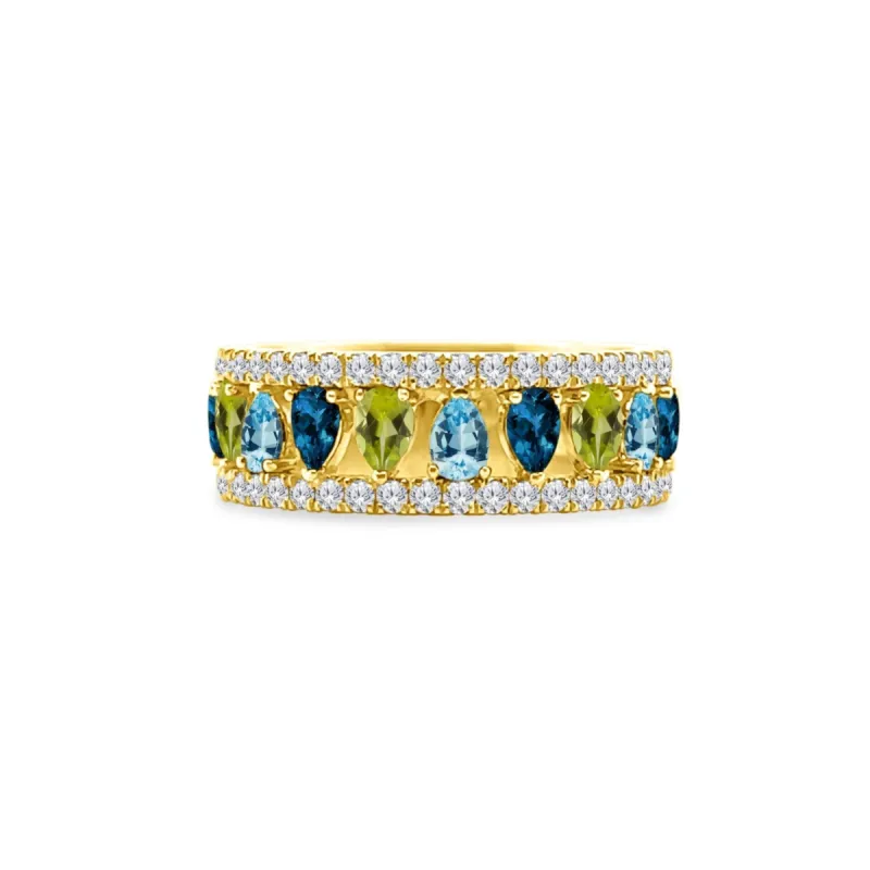 Gemstone & Diamond Cage Band sold by LINDSEY LEIGH JEWELRY