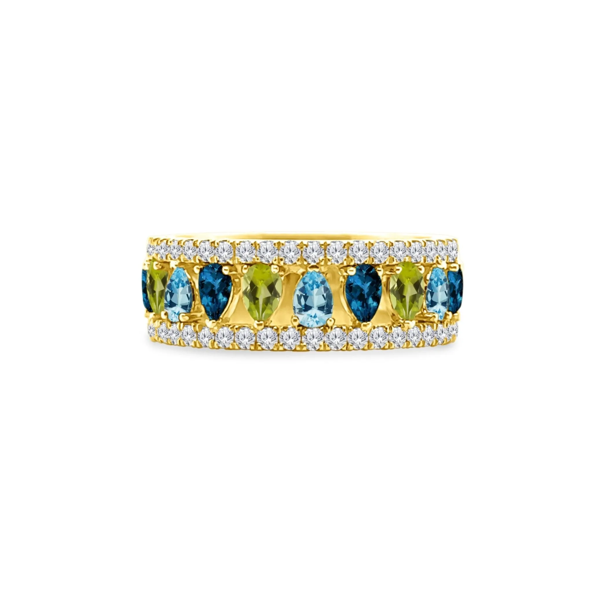 Gemstone & Diamond Cage Band sold by LINDSEY LEIGH JEWELRY
