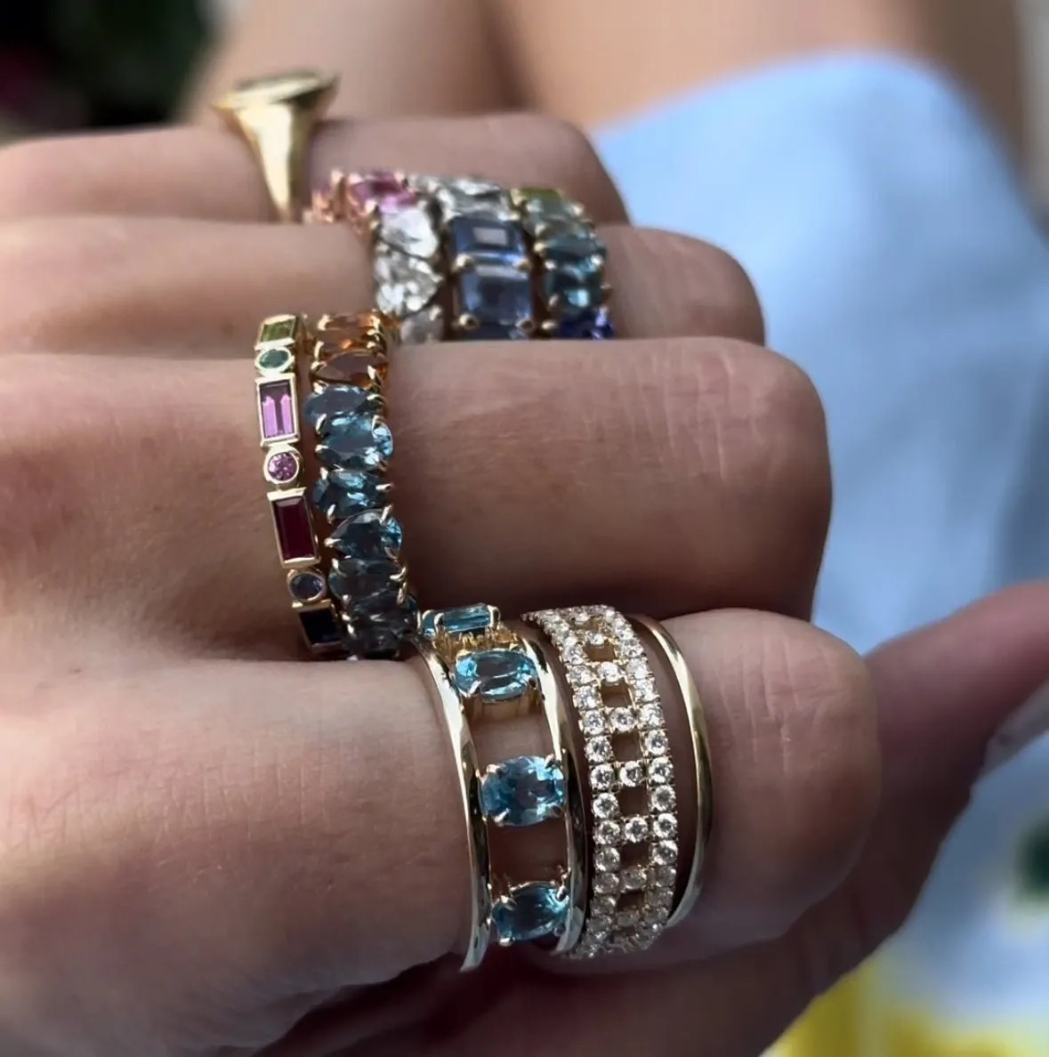 Gemstone & Diamond Cage Band sold by LINDSEY LEIGH JEWELRY product image thumbnail 5