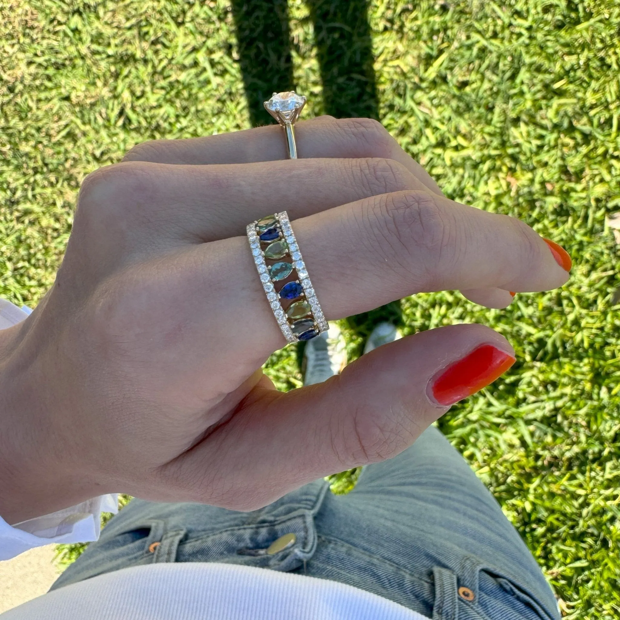 Gemstone & Diamond Cage Band sold by LINDSEY LEIGH JEWELRY product image thumbnail 2