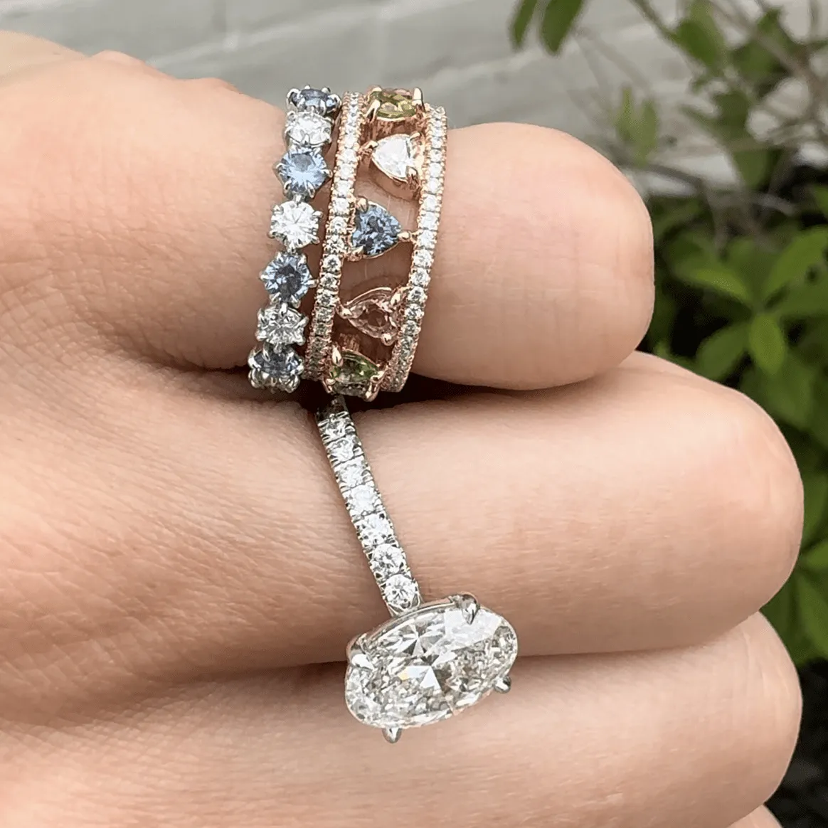 Gemstone & Diamond Cage Band sold by LINDSEY LEIGH JEWELRY product image thumbnail 3