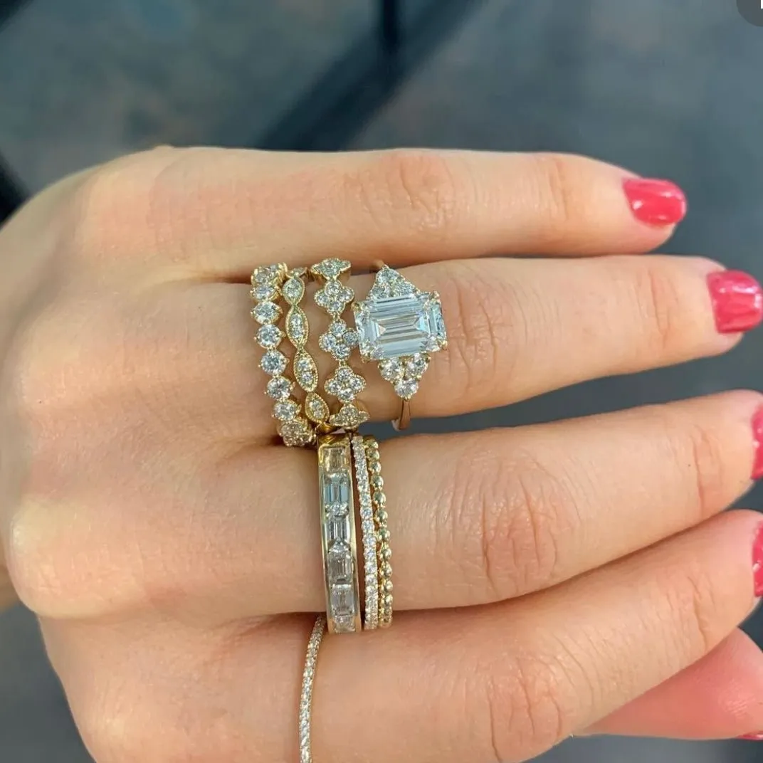 Emerald Cut with Round Trio Side Stones sold by LINDSEY LEIGH JEWELRY product image thumbnail 2