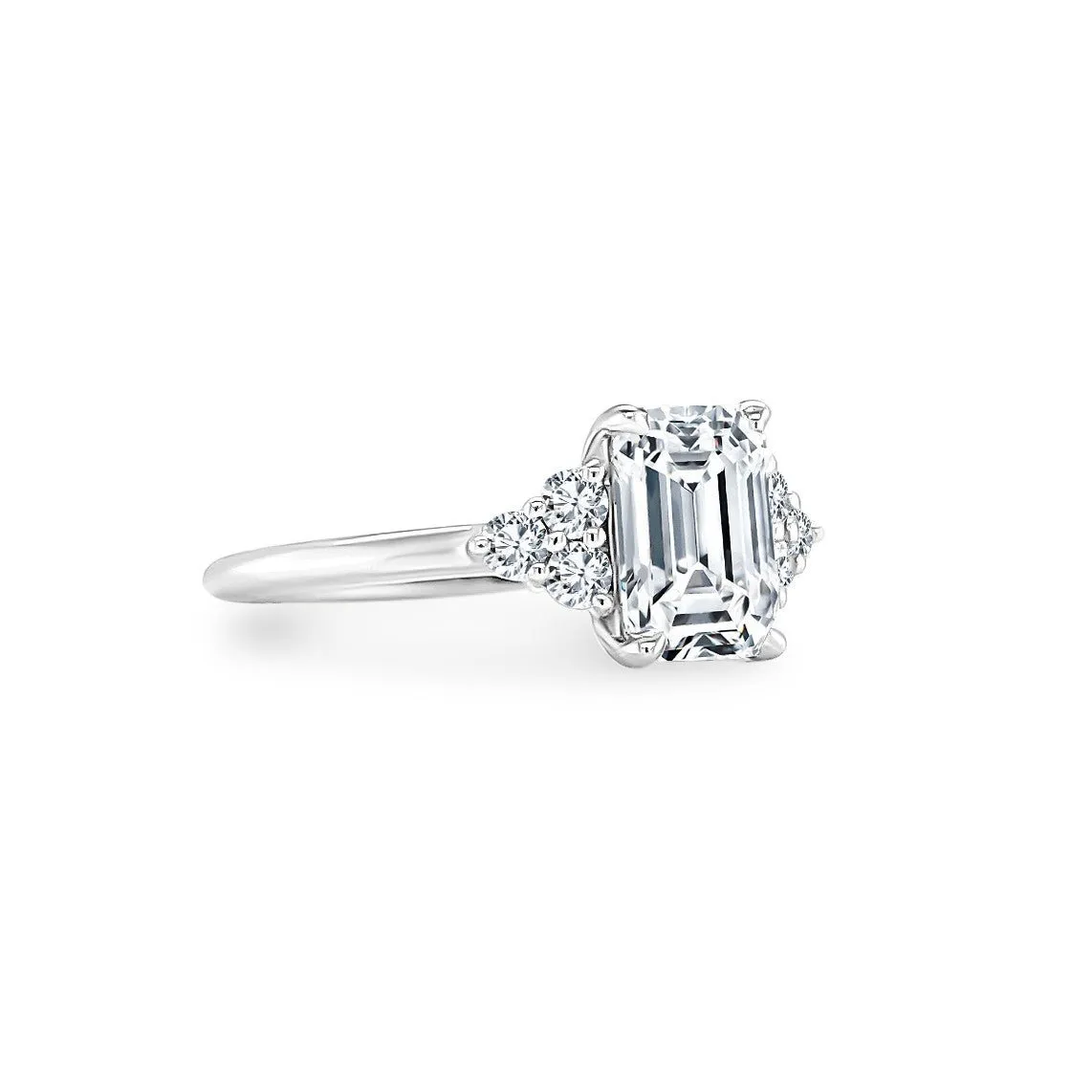 Emerald Cut with Round Trio Side Stones sold by LINDSEY LEIGH JEWELRY product image thumbnail 3