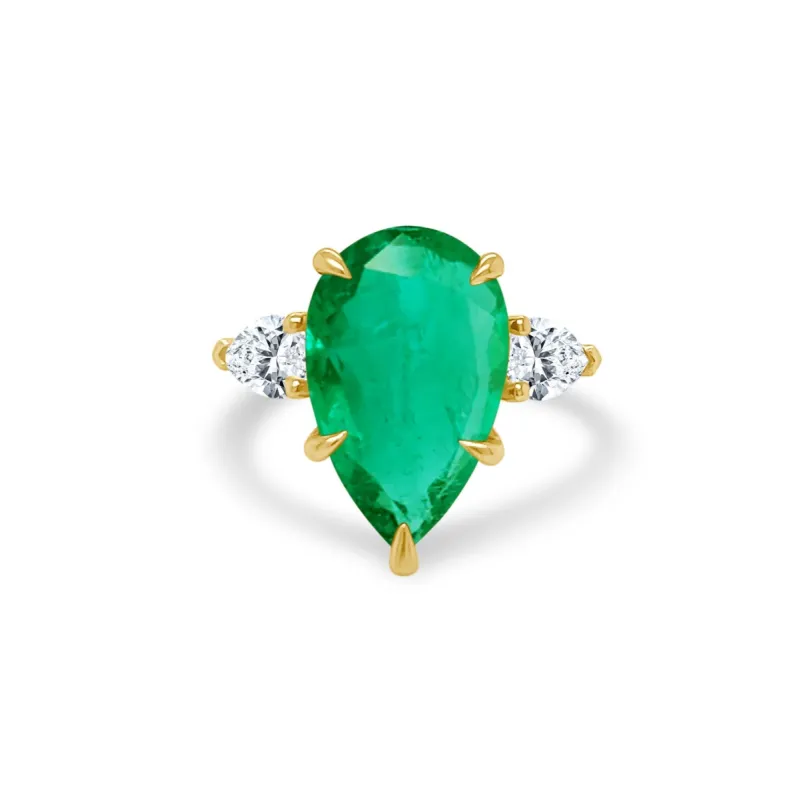 Triple Pear Cut with Emerald Center Stone sold by LINDSEY LEIGH JEWELRY