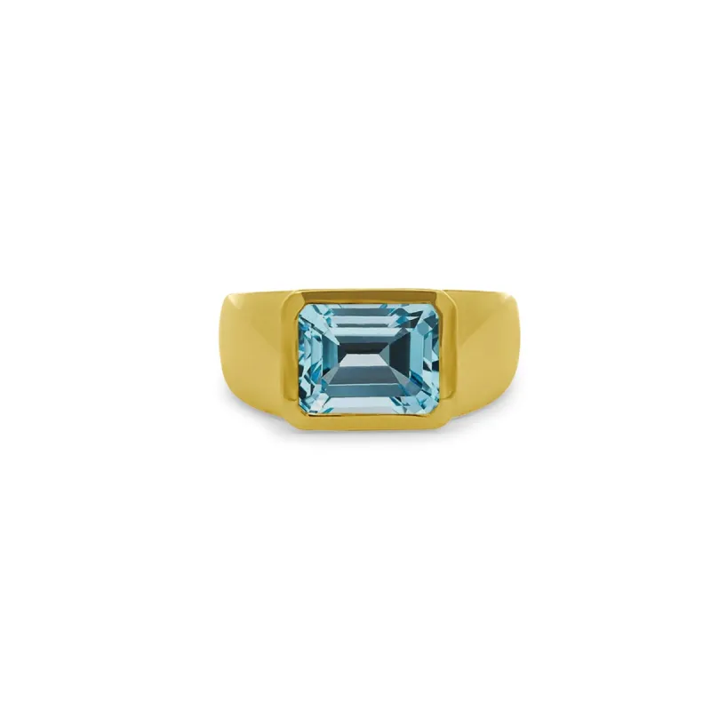 Bezel Set Gemstone Signet Ring sold by LINDSEY LEIGH JEWELRY