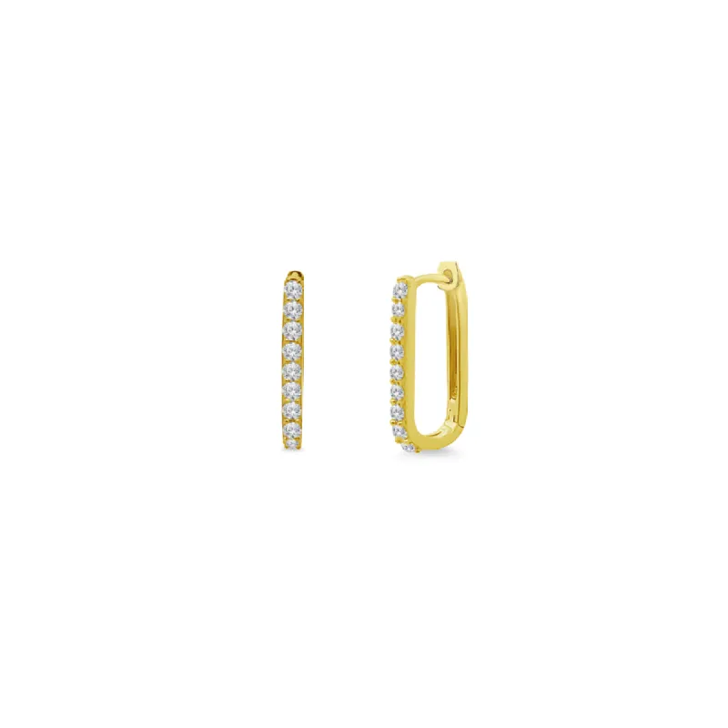 Small Rectangular Diamond Hoops sold by LINDSEY LEIGH JEWELRY